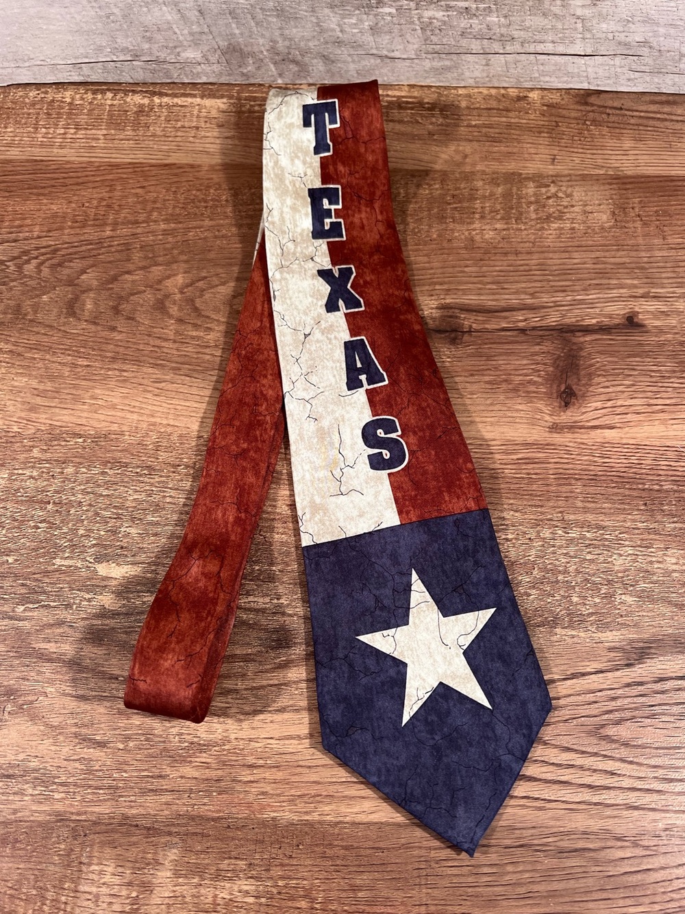 Vintage Larson Brothers Texas Flag Silk Necktie Novelty Lone Star State